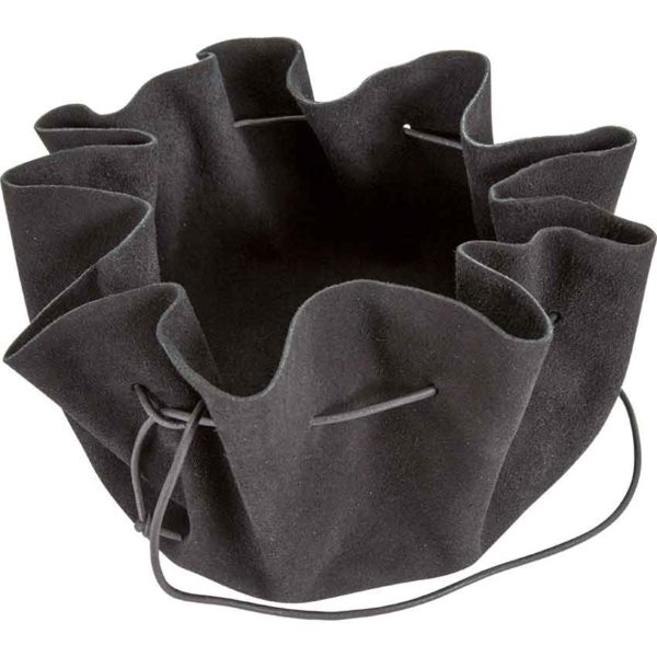 Leather Drawstring Pouch - Black