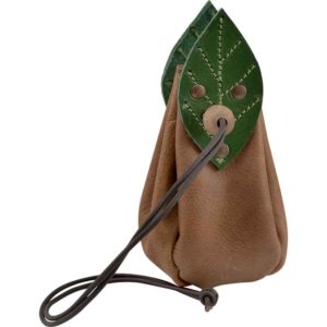 Elven Leaf Leather Pouch - Brown