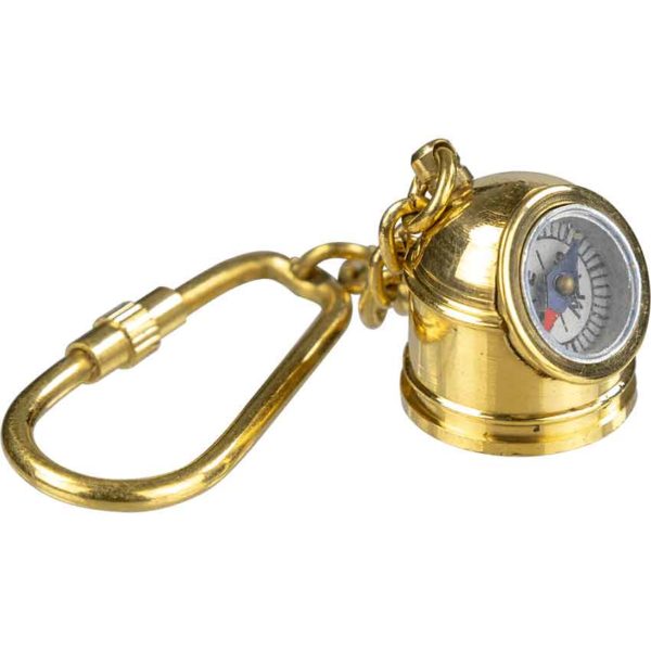 Brass Diving Helmet Compass Keychain