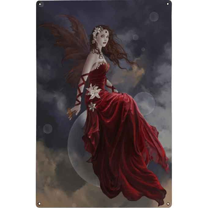 Crimson Lily Metal Fairy Sign