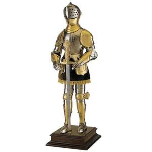 Miniature Gold 16th Century Spanish Armor with Sword by Marto