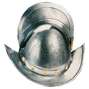 Gold Engraved Spanish Round Morion Helm by Marto