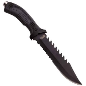 Black Serrated Sawback Knife