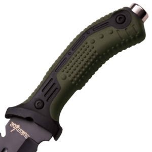Dark Green Serrated Sawback Knife