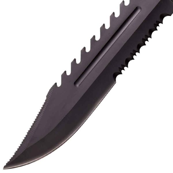 Dark Green Serrated Sawback Knife