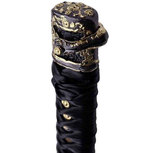 Golden Flower Black Wrap Katana