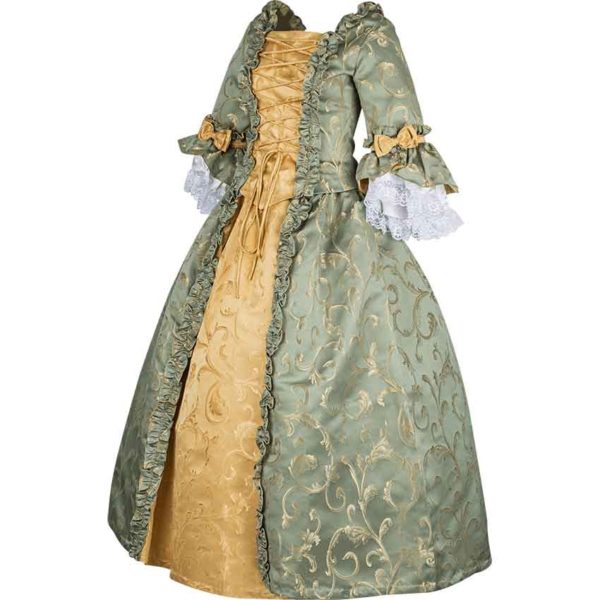 Green and Gold Baroque Renaissance Gown