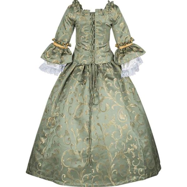 Green and Gold Baroque Renaissance Gown