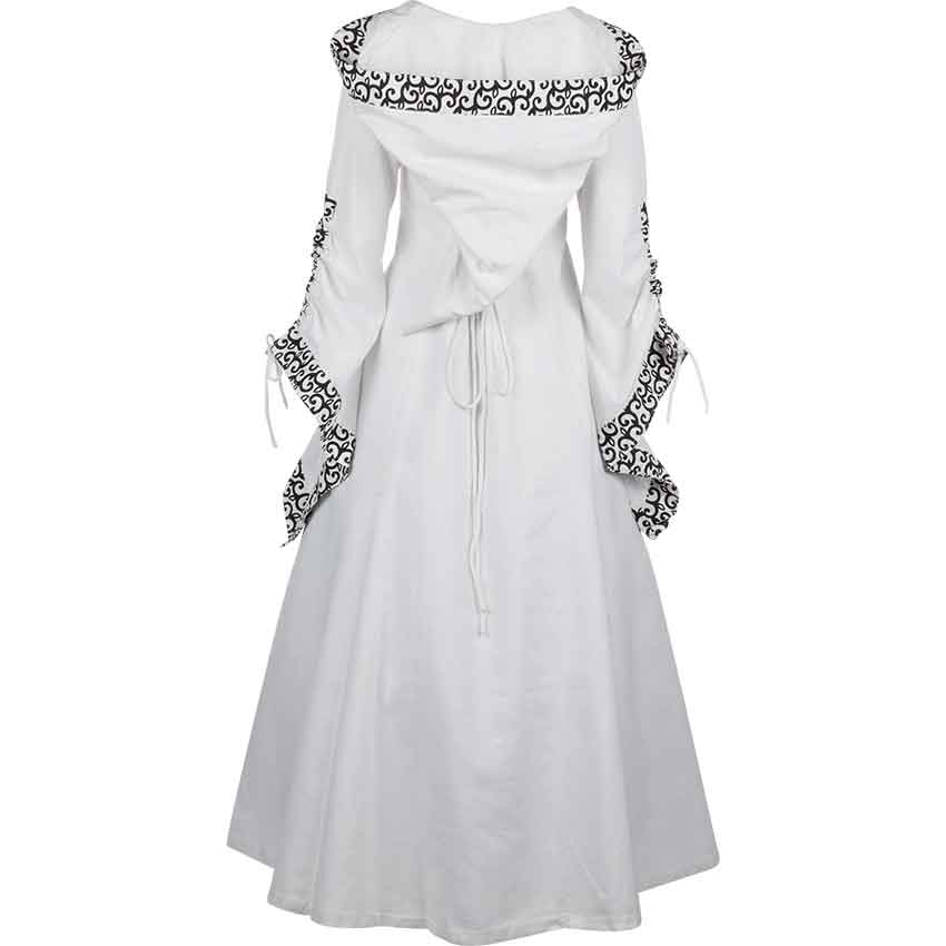 White Medieval Maiden Hooded Dress