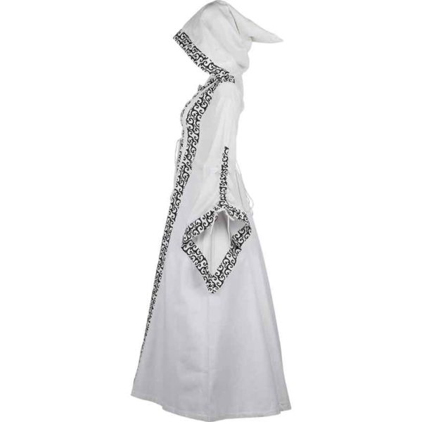 White Medieval Maiden Hooded Dress