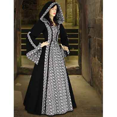 Black Medieval Maiden Hooded Dress