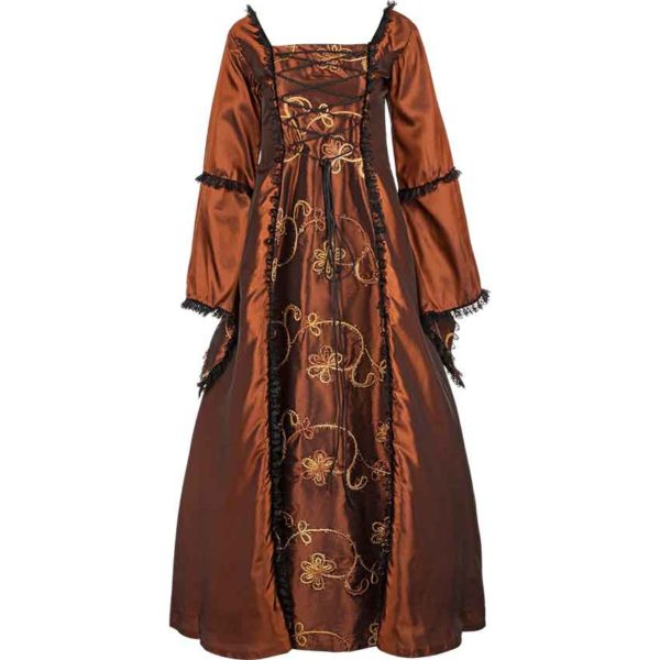 Brown Embroidered Medieval Dress