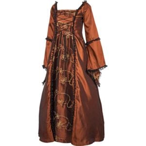 Brown Embroidered Medieval Dress
