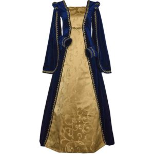 Courtly Renaissance Dress - Blue and Gold