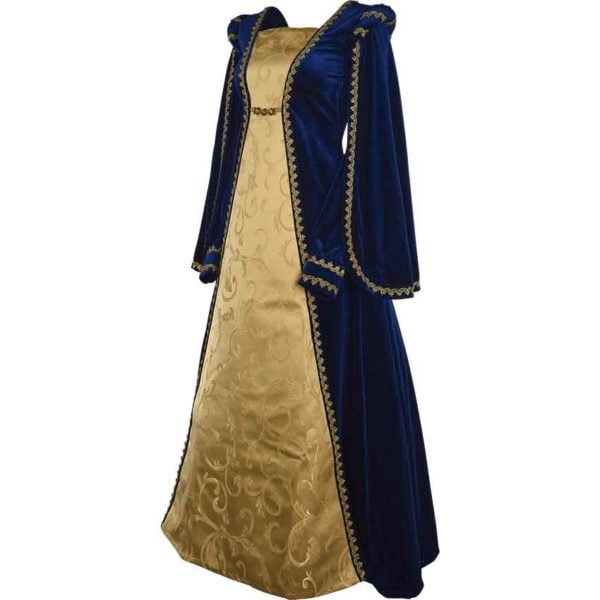 Courtly Renaissance Dress - Blue and Gold