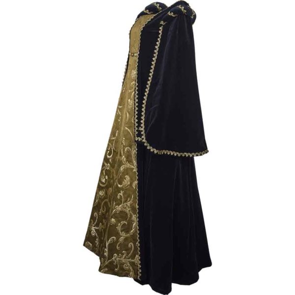 Courtly Renaissance Dress - Black and Gold