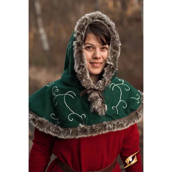 Embroidered Hood with Fur