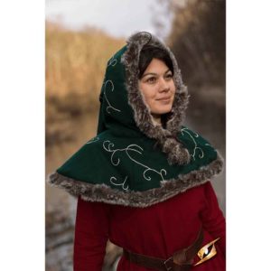 Embroidered Hood with Fur