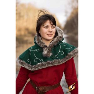 Embroidered Hood with Fur