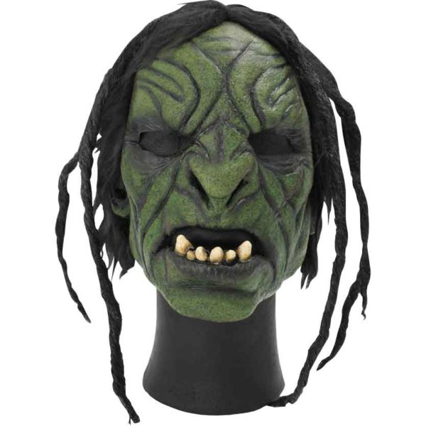 Green Brutal Orc Mask with Hair