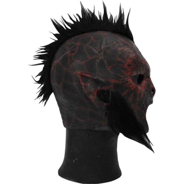 Red Carnal Orc Mask with Hair