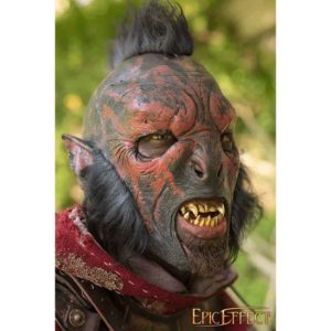 Red Carnal Orc Mask with Hair