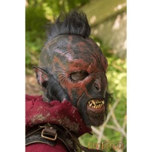 Red Carnal Orc Mask with Hair