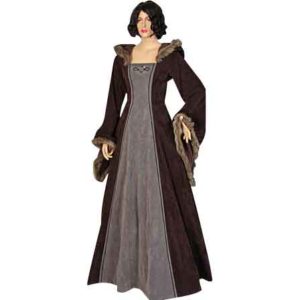 Fur Trimmed Medieval Dress with Hood