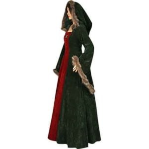 Fur Trimmed Medieval Dress with Hood