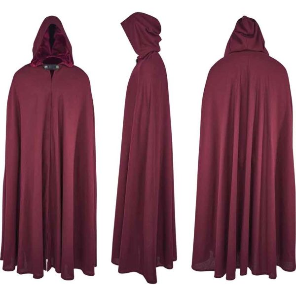 Medieval Hooded Cloak with Leather Fastener