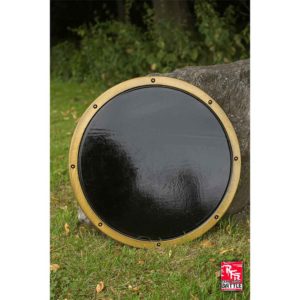 Black and Gold Ready For Battle Round LARP Shield
