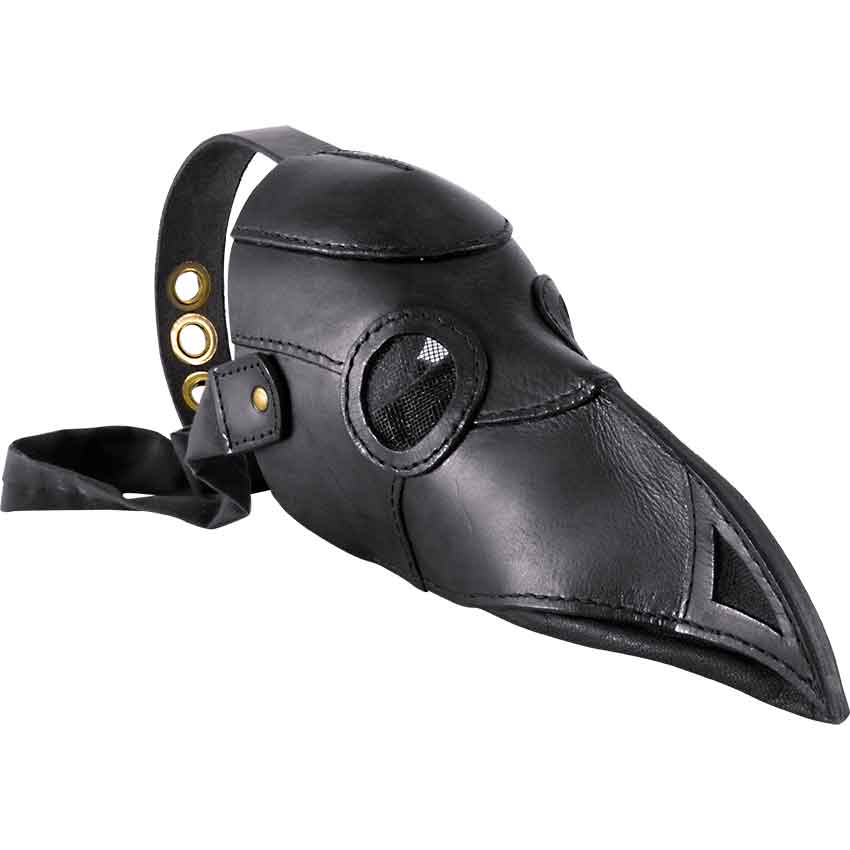 handmade in Russia Black leather plague doctor mask 
