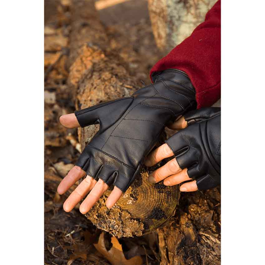 Leather fingerless gloves, Brown leather gloves, Fingerless leather gloves