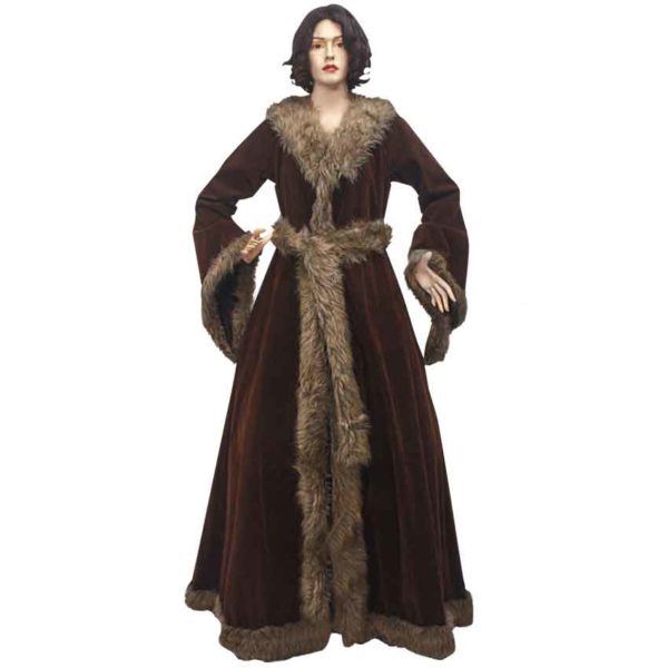 Womens Medieval Fur Trimmed Coat