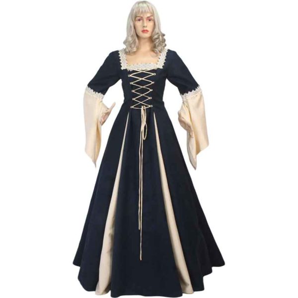 Suede and Brocade Medieval Dress