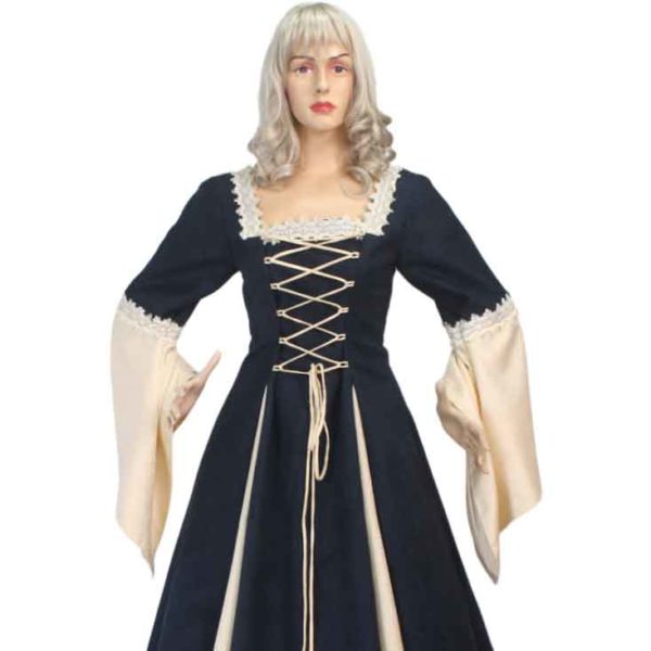 Suede and Brocade Medieval Dress