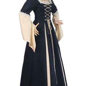 Suede and Brocade Medieval Dress