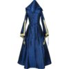 Hooded Renaissance Sorceress Gown - Blue and Gold