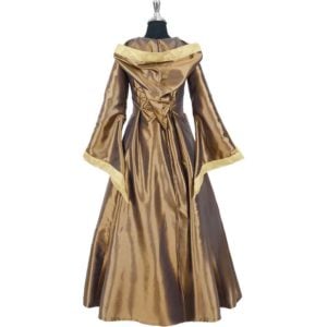 Hooded Renaissance Sorceress Gown - Bronze and Gold