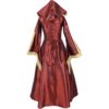 Hooded Renaissance Sorceress Gown - Burgundy and Gold