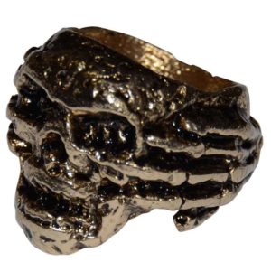 Skull In Hand Ring - Gold Finish