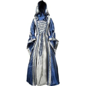 Hooded Renaissance Sorceress Dress - Royal Blue