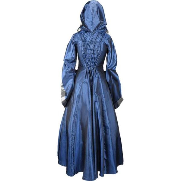 Hooded Renaissance Sorceress Dress - Royal Blue