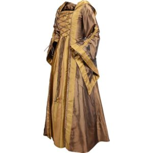 Hooded Renaissance Sorceress Dress - Bronze
