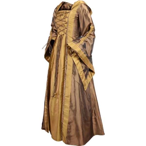 Hooded Renaissance Sorceress Dress - Bronze