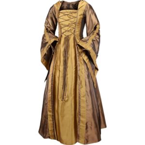 Hooded Renaissance Sorceress Dress - Bronze