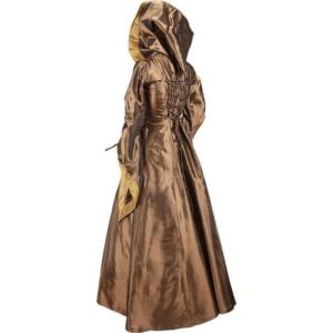 Hooded Renaissance Sorceress Dress - Bronze