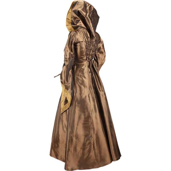 Hooded Renaissance Sorceress Dress - Bronze