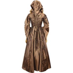 Hooded Renaissance Sorceress Dress - Bronze