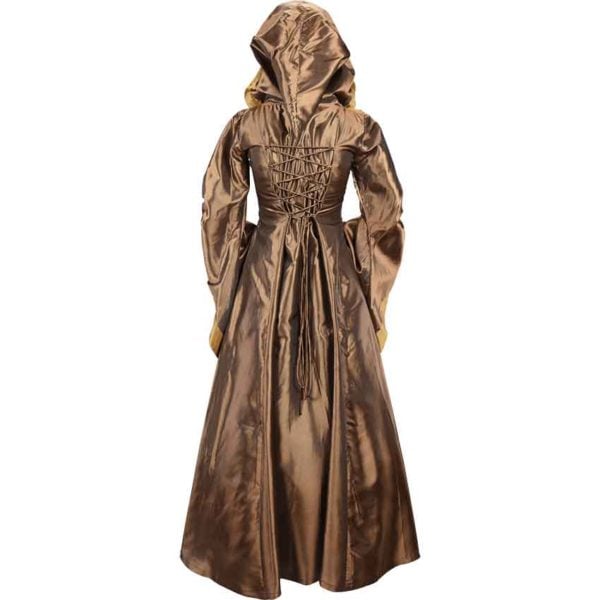 Hooded Renaissance Sorceress Dress - Bronze